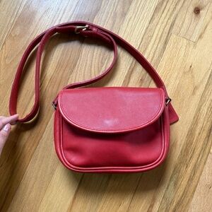Vintage Coach Red Leather Crossbody Bag
